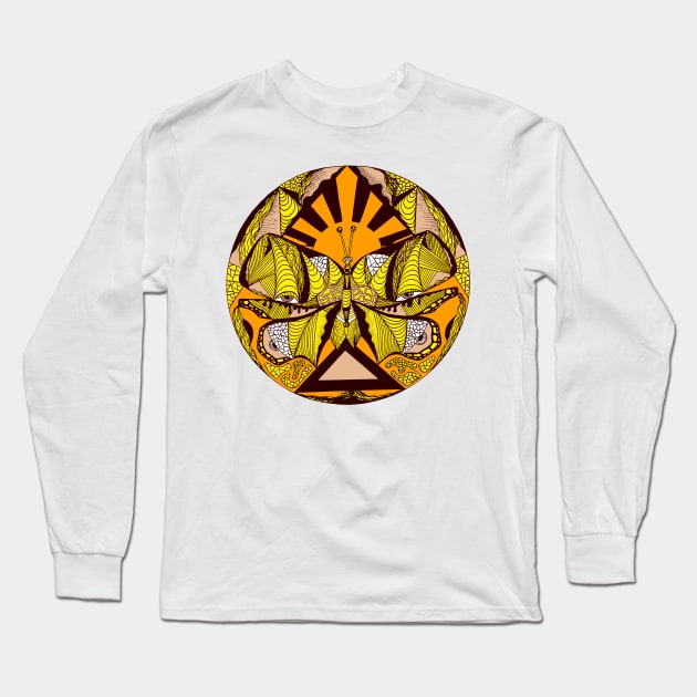 Yellow Sunrise Abstract Butterfly Long Sleeve T-Shirt by kenallouis